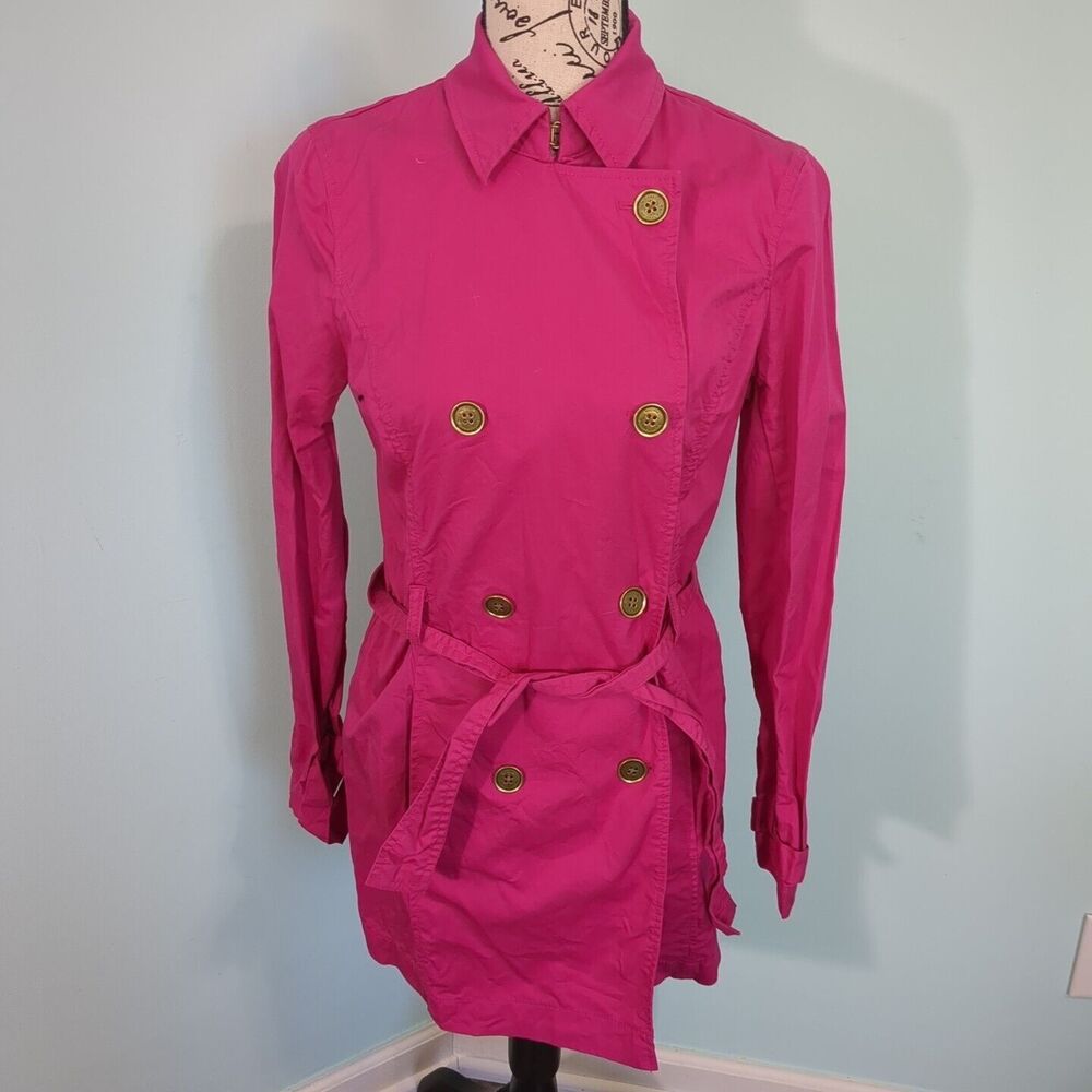 Michael kors hot pink trench coat gold buttons small